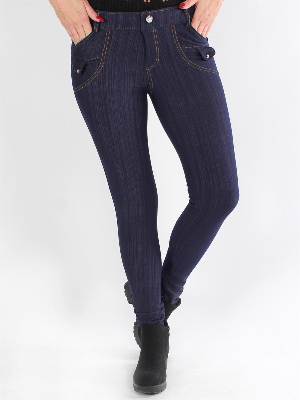 Dina - Sorte elastiske jeggings med lommer